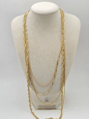 ​Vintage Multi-Strand Gold Tone Layered Statement Necklace